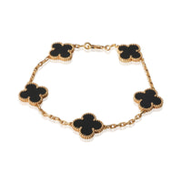 Van Cleef & Arpels Yellow Gold Onyx Vintage Alhambra Bracelet fv