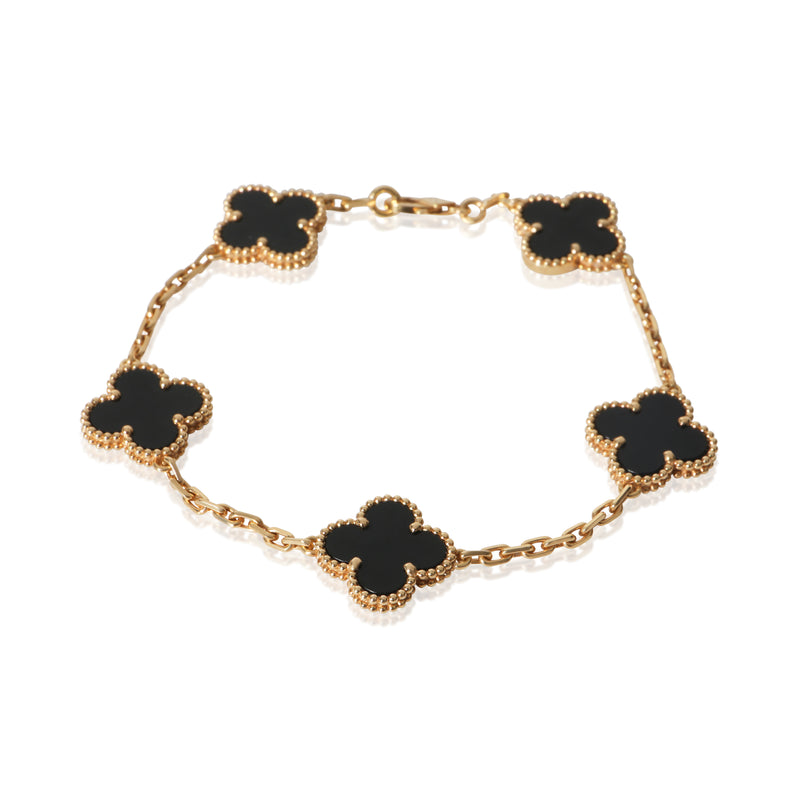 Van Cleef & Arpels Yellow Gold Onyx Vintage Alhambra Bracelet fv