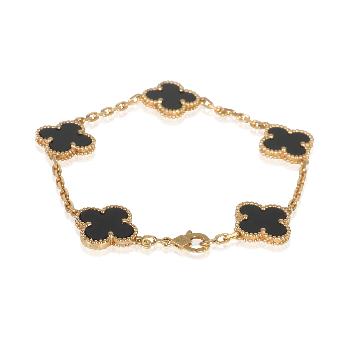 Van Cleef & Arpels Yellow Gold Onyx Vintage Alhambra Bracelet pv