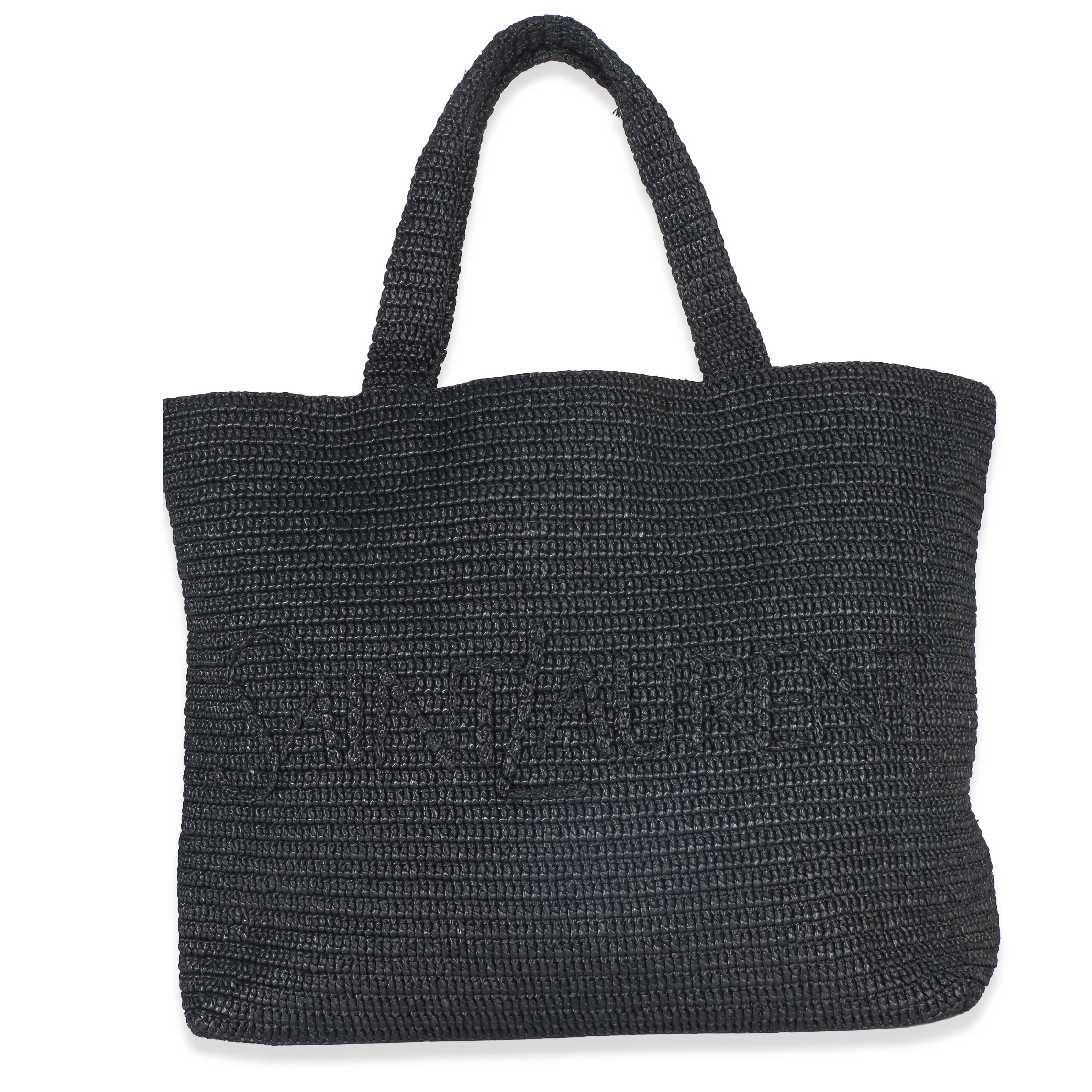 Saint Laurent Black Raffia Logo Tote Handbag id