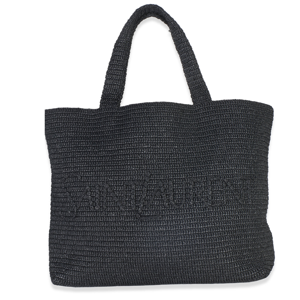 Saint Laurent Black Raffia Logo Tote Handbag id