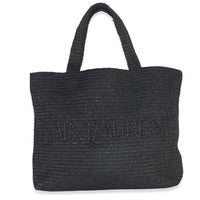 Saint Laurent Black Raffia Logo Tote Handbag id