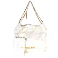 Chanel White Shiny Quilted Calfskin Large  22 Hobo Handbag id
