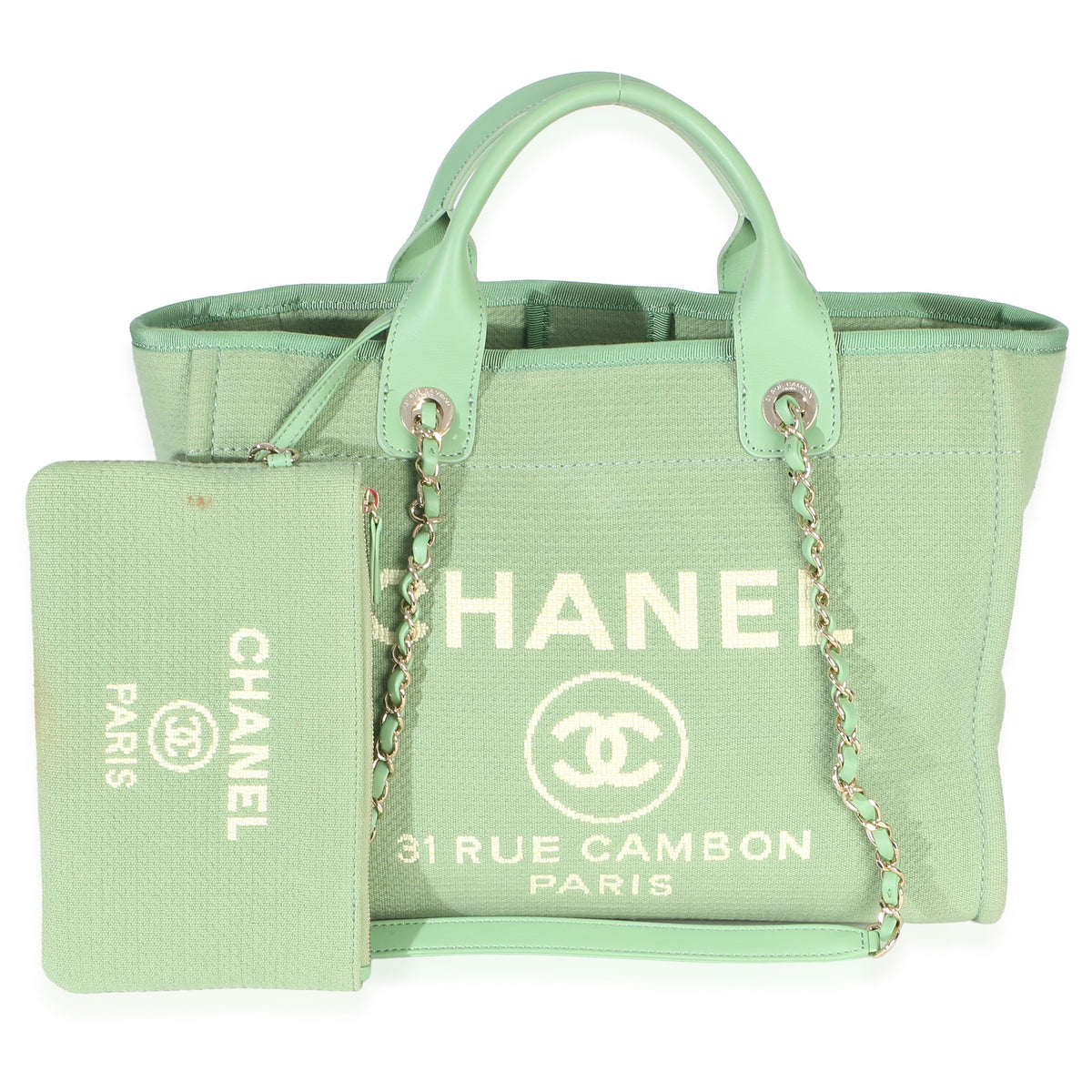 Chanel Green Mixed Fibers Medium Deauville Tote Handbag id