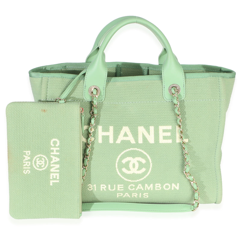Chanel Green Mixed Fibers Medium Deauville Tote Handbag id