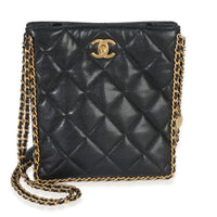 Chanel Black Quilted Caviar Mini Never Ending Chain Tote Handbag id