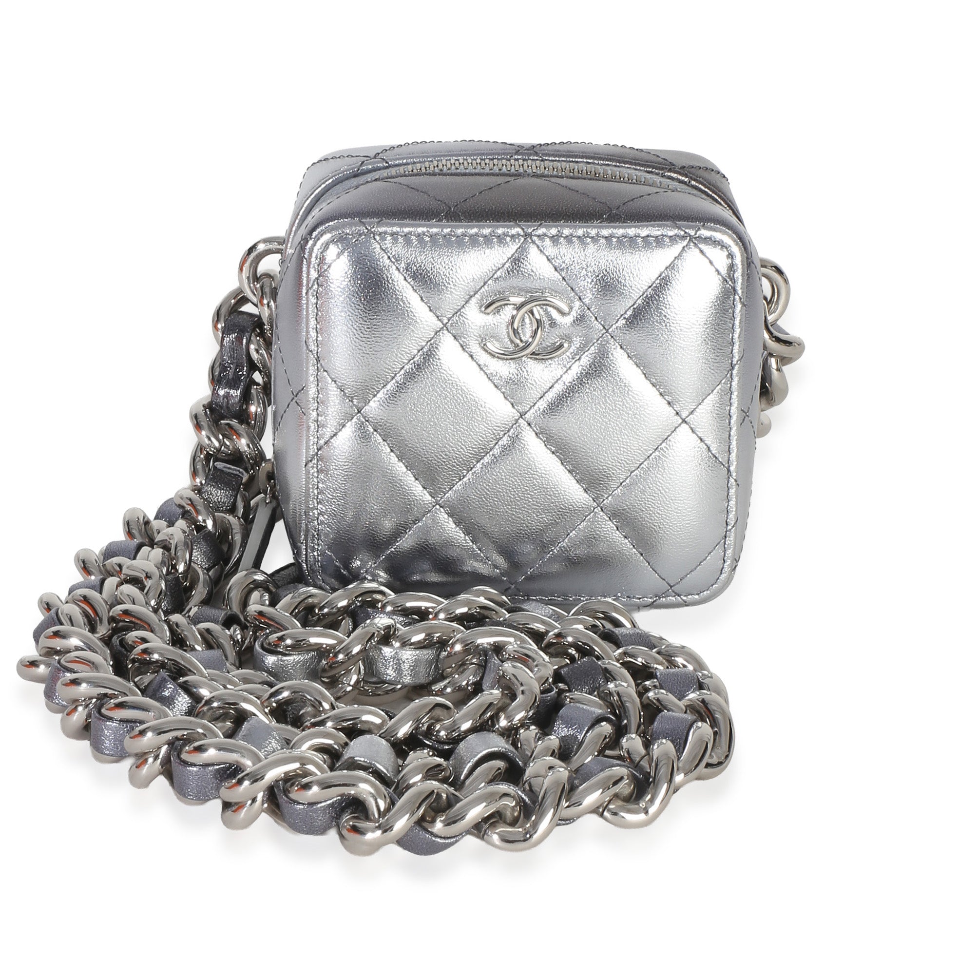 Chanel Metallic Quilted Lambskin Coco Punk Clutch With Chain Handbag id