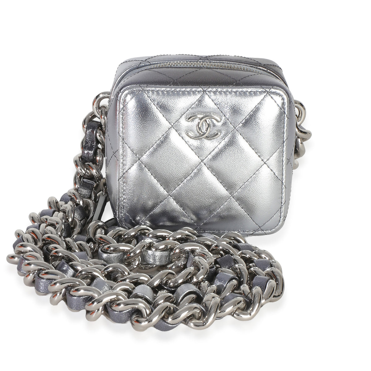 Chanel Metallic Quilted Lambskin Coco Punk Clutch With Chain Handbag id