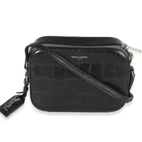 Saint Laurent Black Crocodile Embossed Calfskin Mini Camera Bag Handbag id