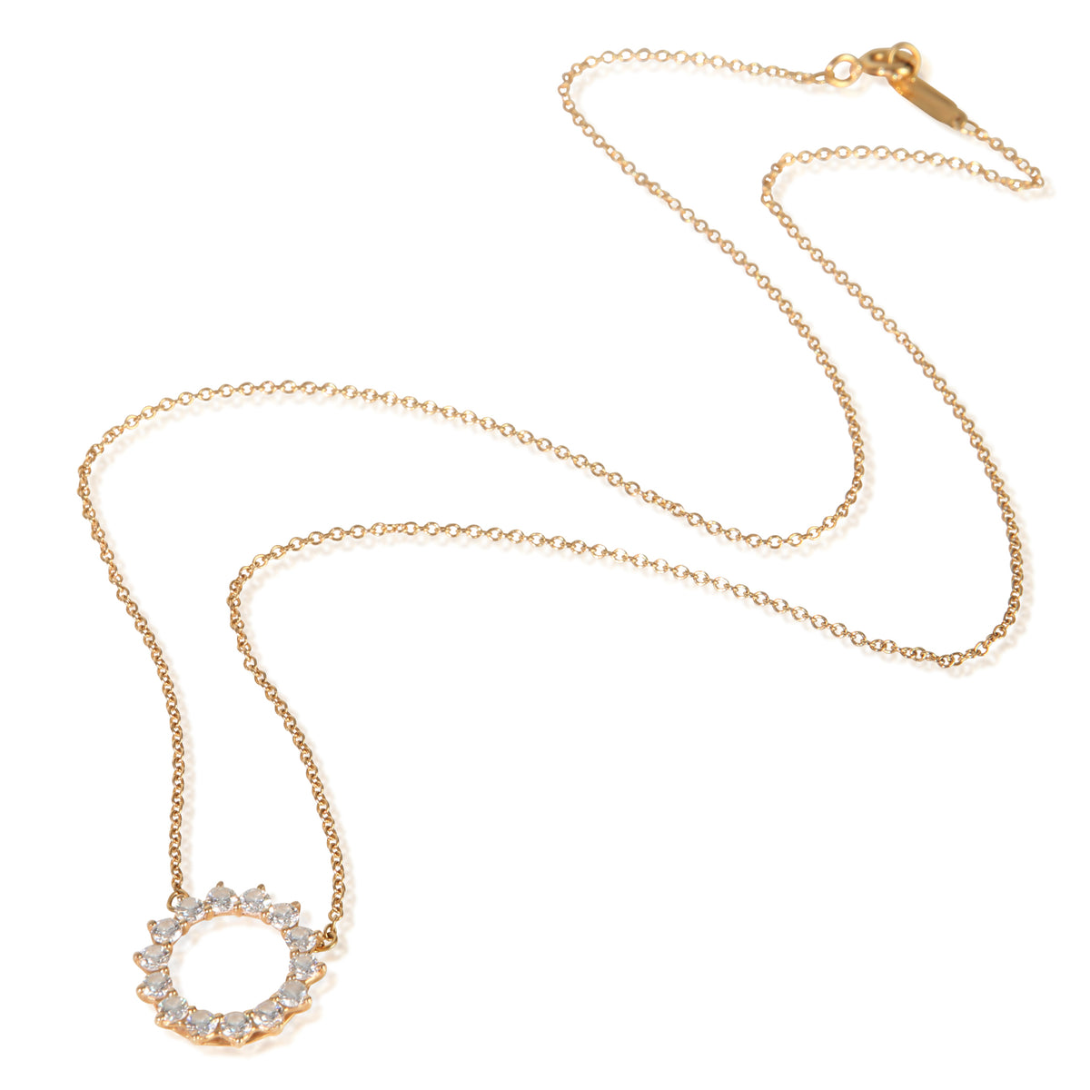 Tiffany & Co. Rose Gold Diamond Open Circle Necklace pv
