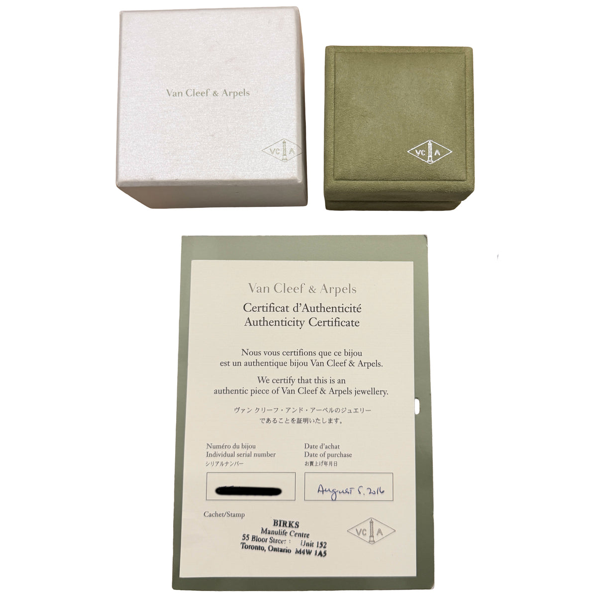 Van Cleef & Arpels Yellow Gold Mother Of Pearl Sweet Alhambra Earrings box