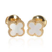 Van Cleef & Arpels Yellow Gold Mother Of Pearl Sweet Alhambra Earrings fv