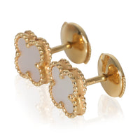 Van Cleef & Arpels Yellow Gold Mother Of Pearl Sweet Alhambra Earrings sv