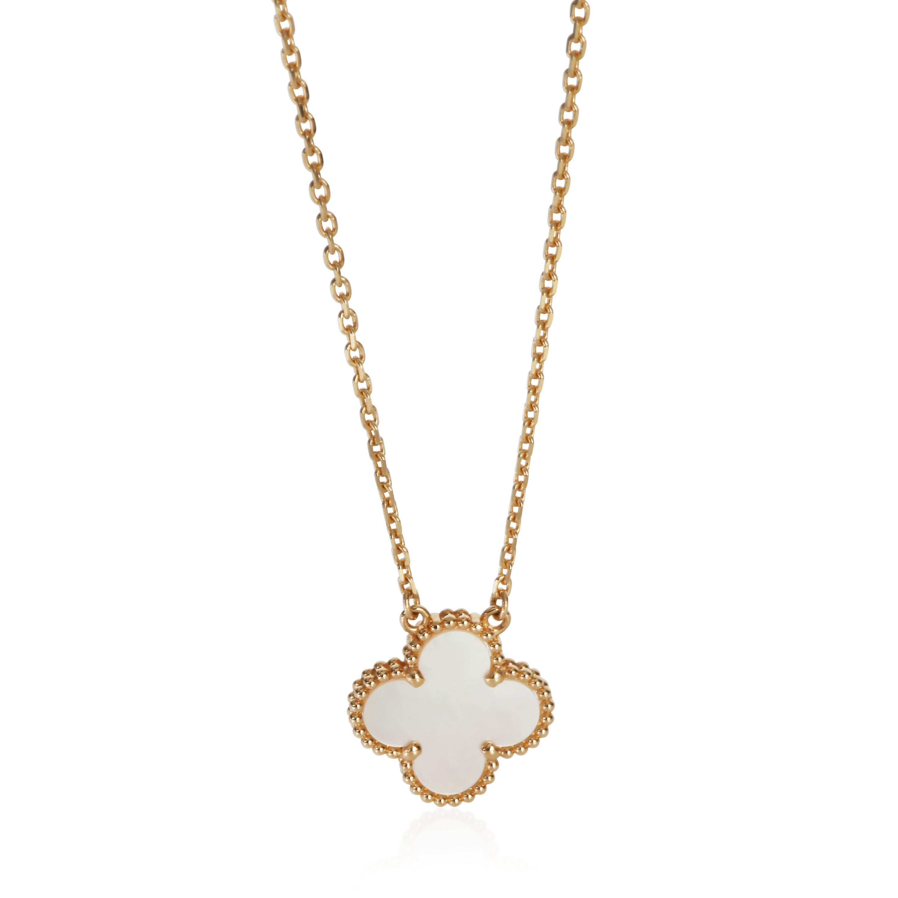 Van Cleef & Arpels Yellow Gold Mother Of Pearl Vintage Alhambra Pendant fv