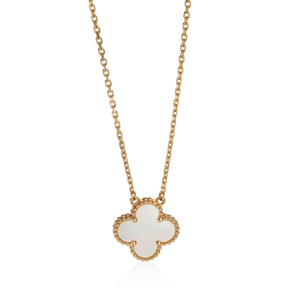 Van Cleef & Arpels Yellow Gold Mother Of Pearl Vintage Alhambra Pendant fv