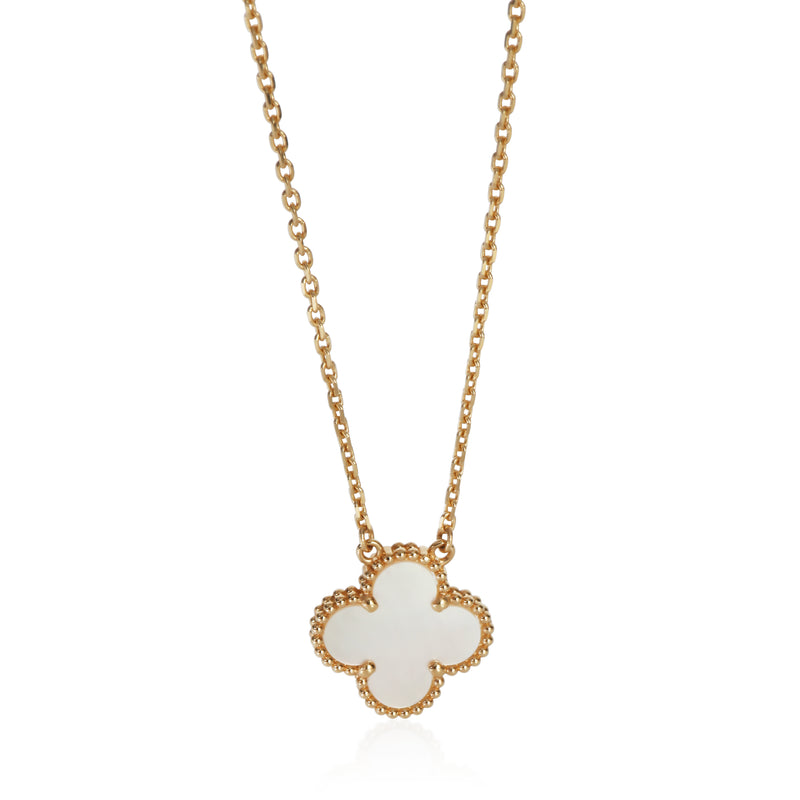 Van Cleef & Arpels Yellow Gold Mother Of Pearl Vintage Alhambra Pendant fv