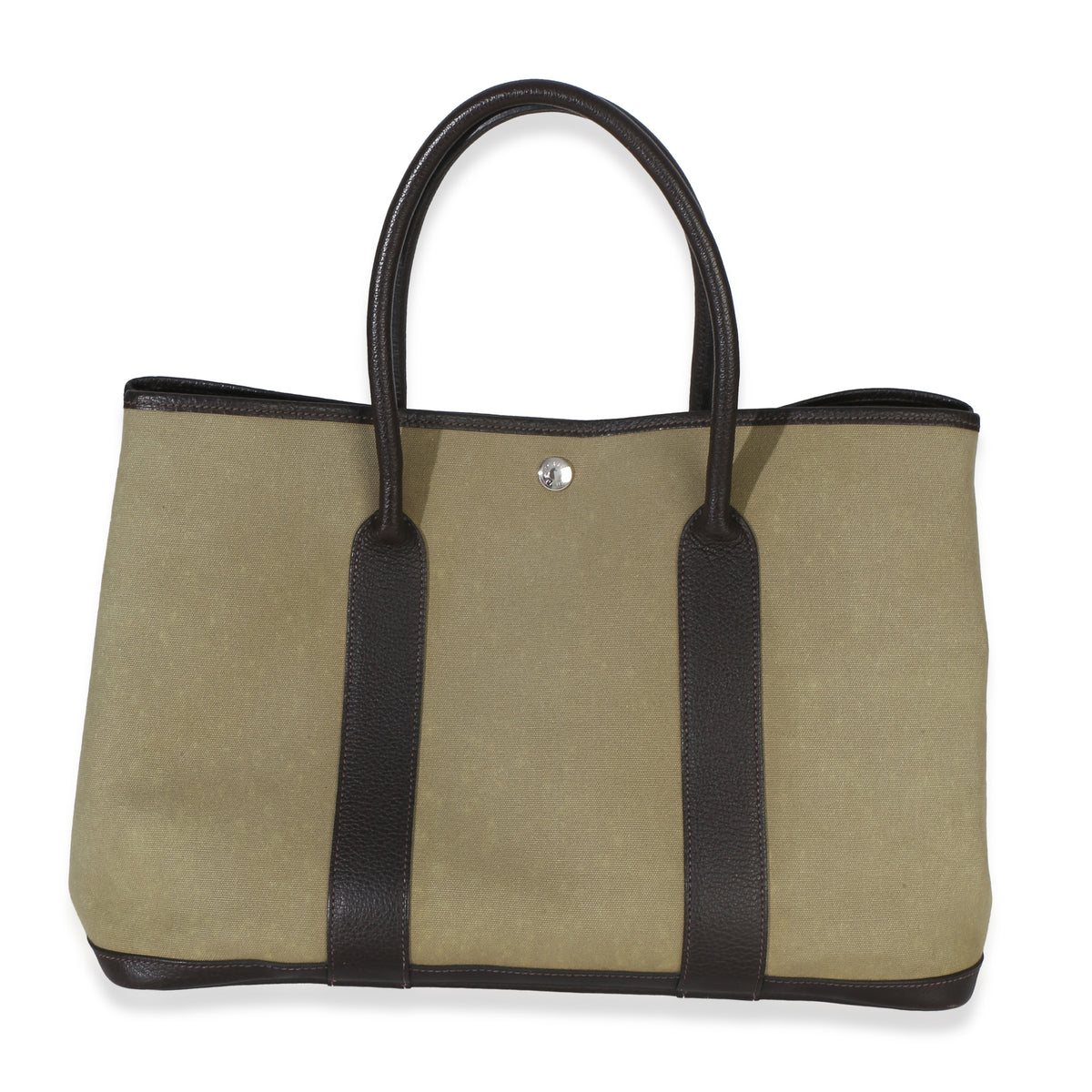 Hermès Khaki Marron Fonce Negonda Toile Garden Party 36 PHW Handbag id