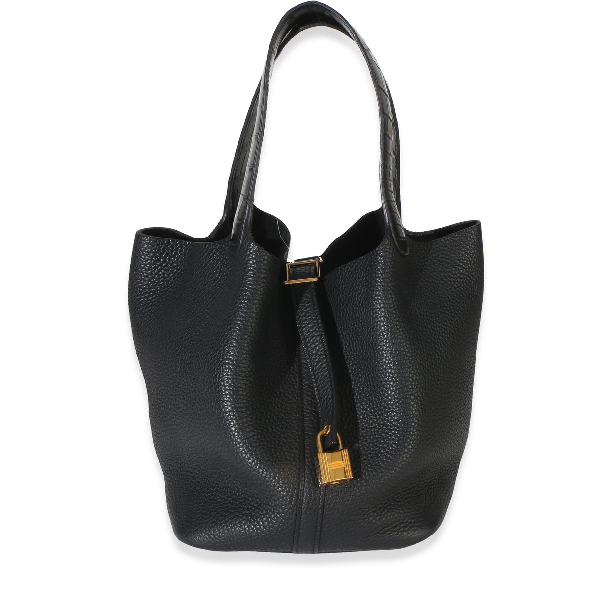 Hermès Black Clemence Matte Alligator Touch Picotin Lock 22 GHW Handbag id