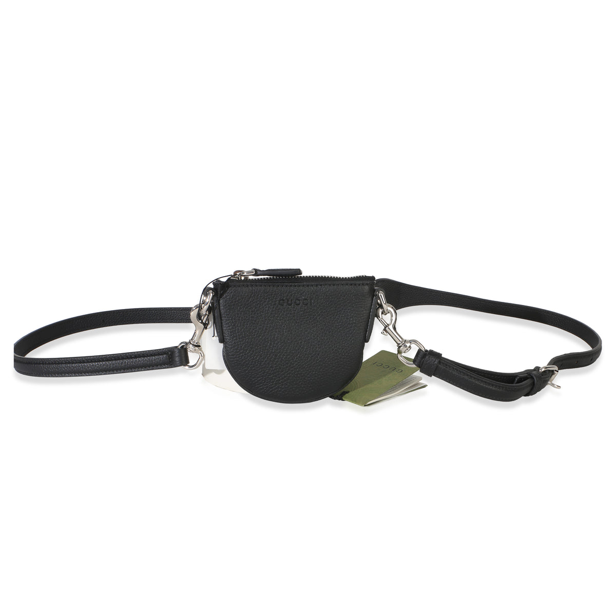 Gucci Black Pebbled Calfskin Mini B Shoulder Pouch Handbag id