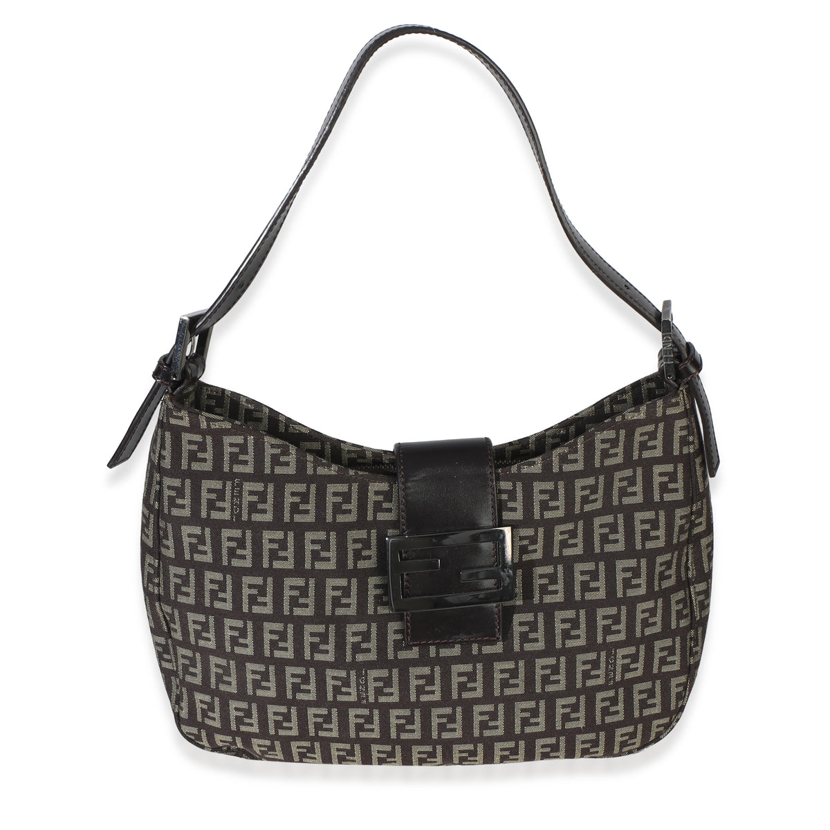 Fendi Vintage Dark Brown Zucchino Canvas Vitello Hobo Handbag id
