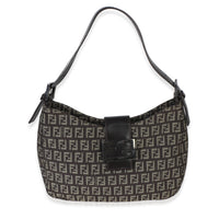 Fendi Vintage Dark Brown Zucchino Canvas Vitello Hobo Handbag id
