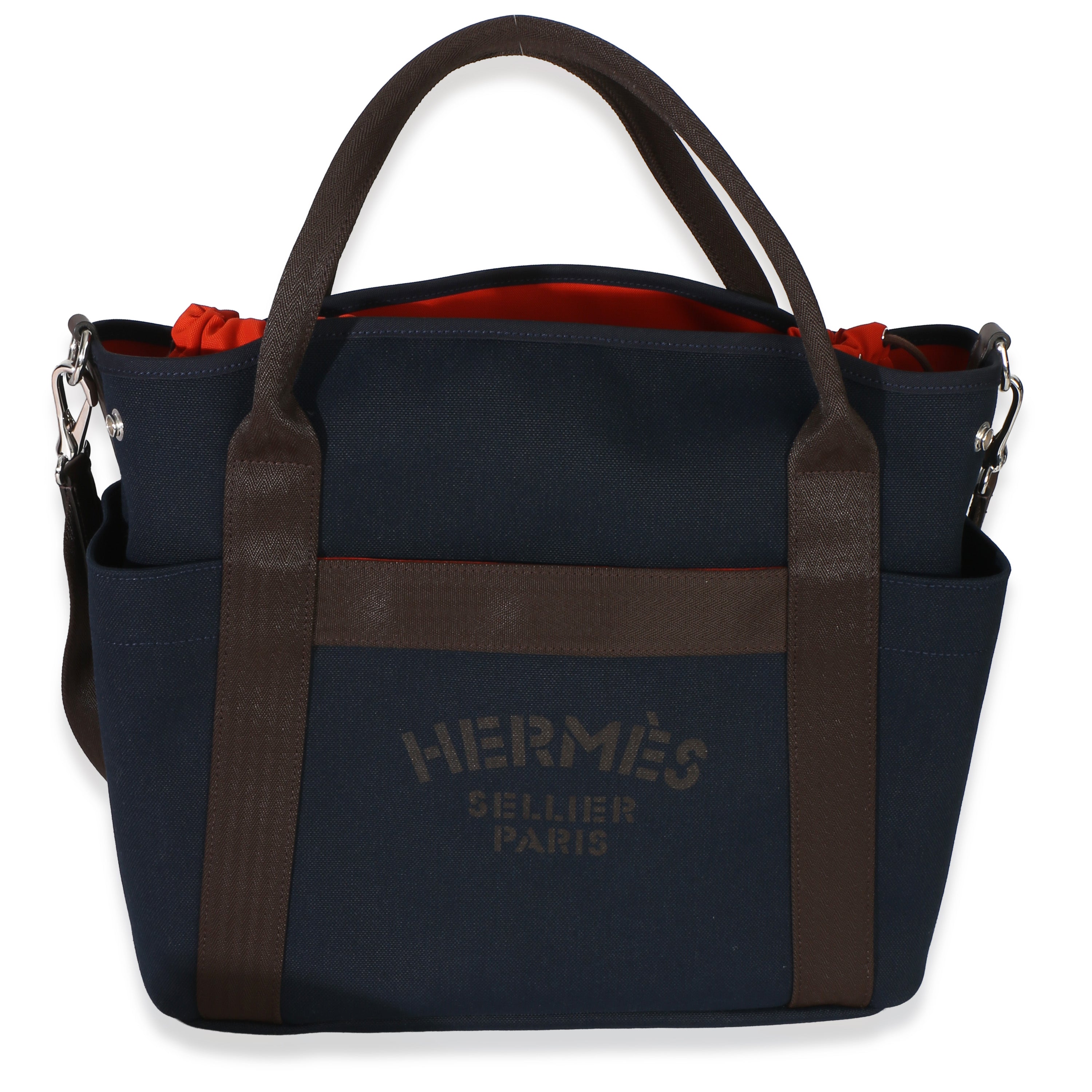 Hermès Bleu Navy Feu Canvas The Grooming Bag Handbag id