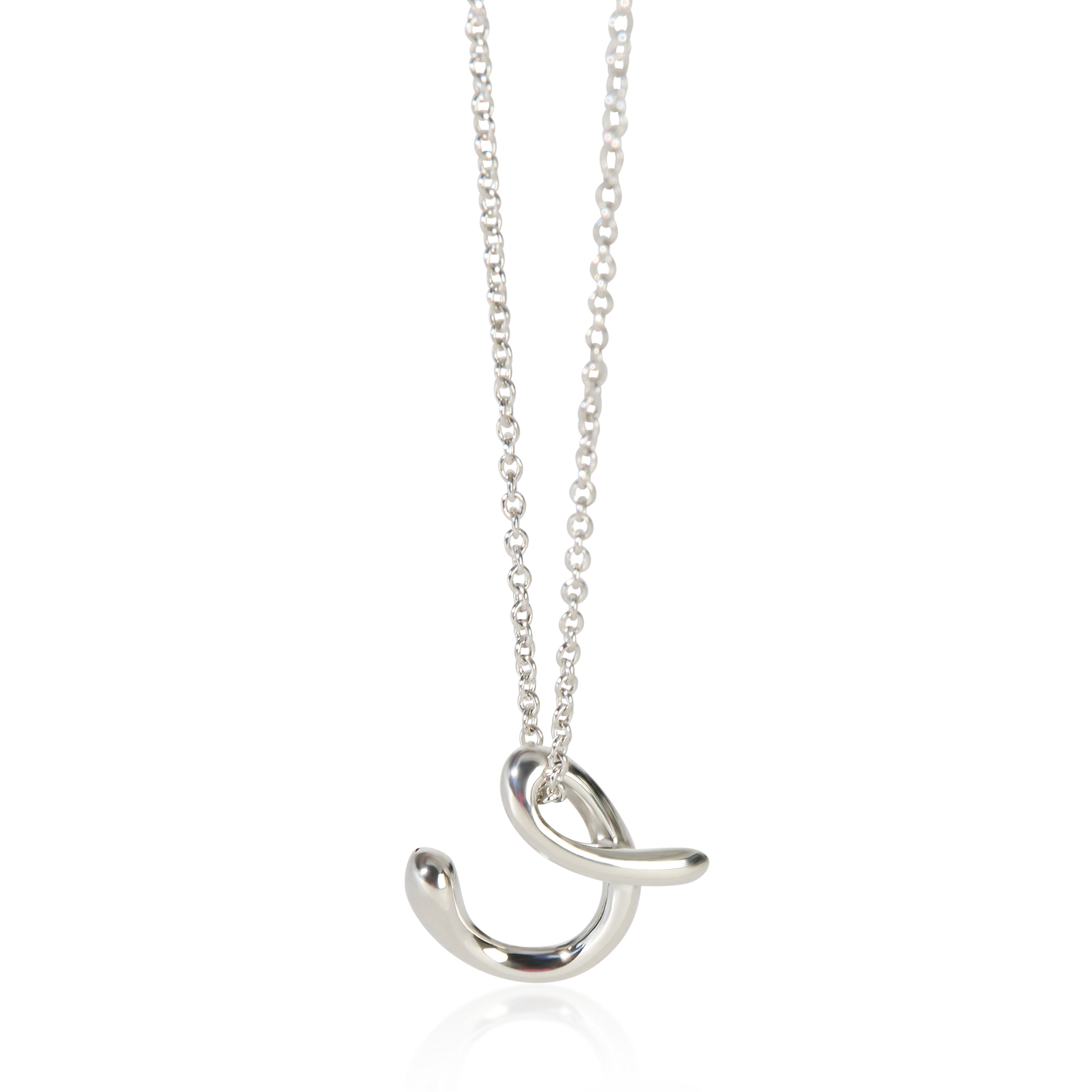 Tiffany & Co. Sterling Silver Diamond Elsa Peretti Alphabet Initial C Pendant fv
