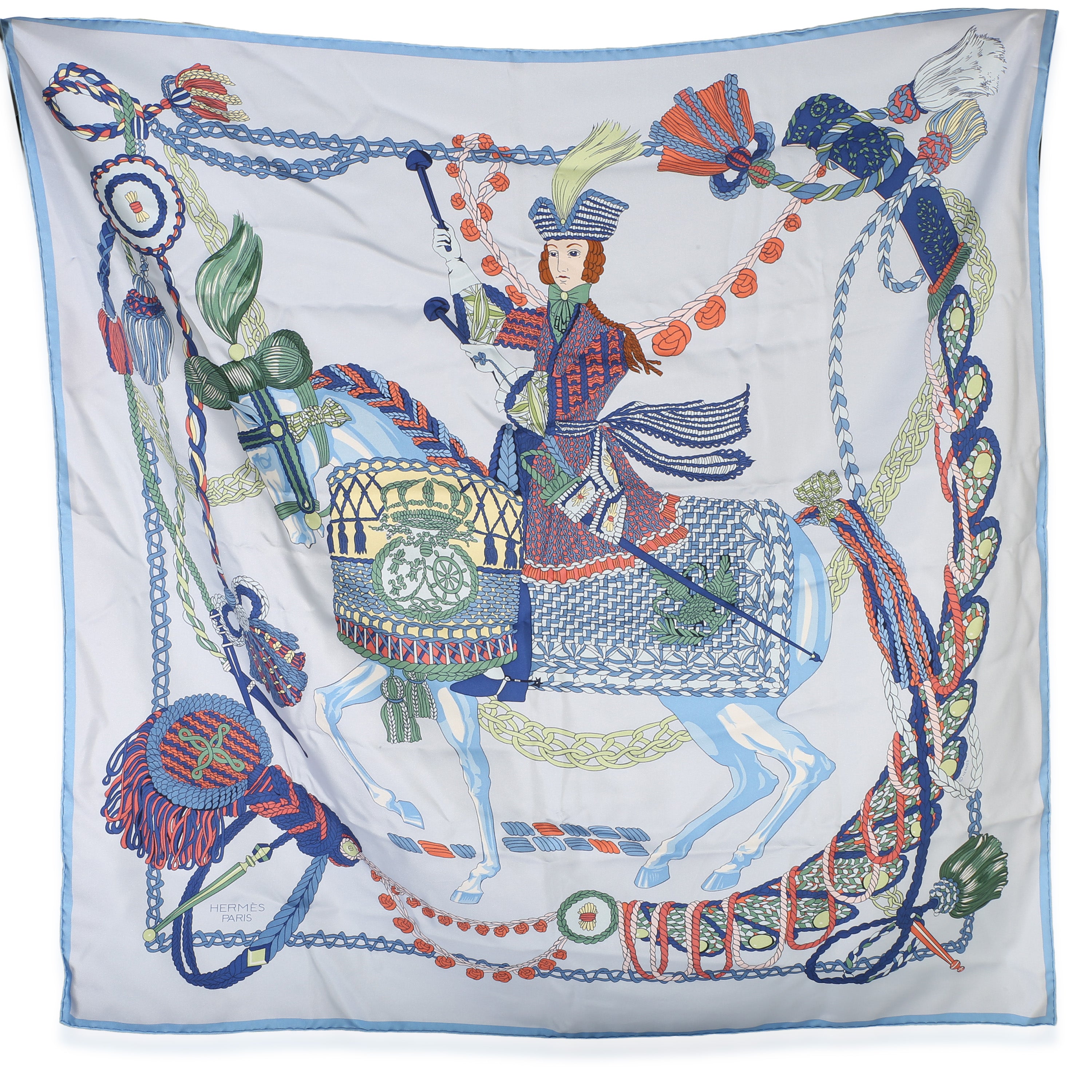 Hermès Bleu Ciel Silk Le Timbalier Scarf 90 id