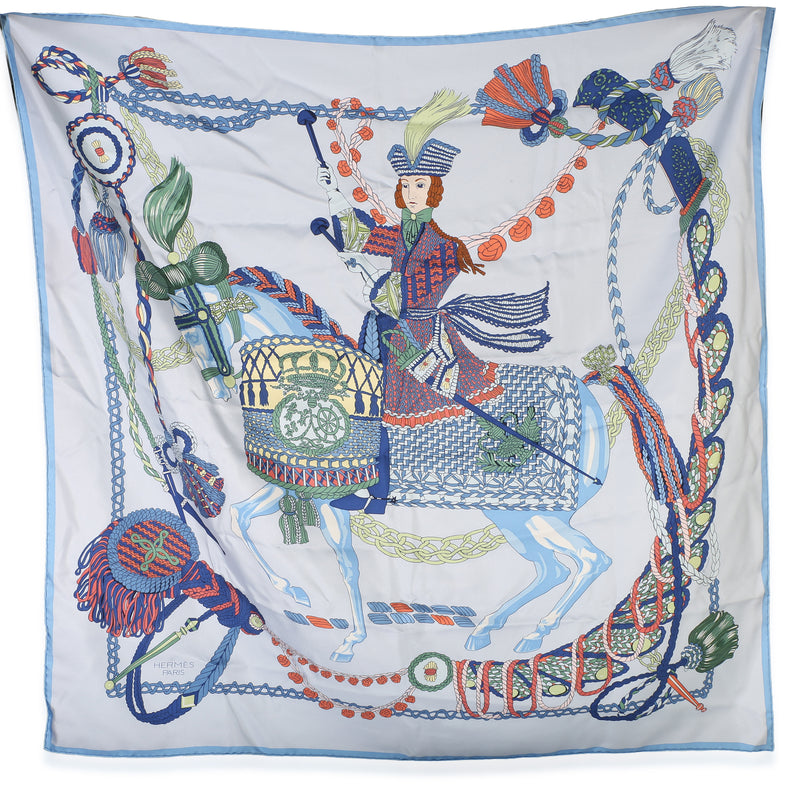 Hermès Bleu Ciel Silk Le Timbalier Scarf 90 id