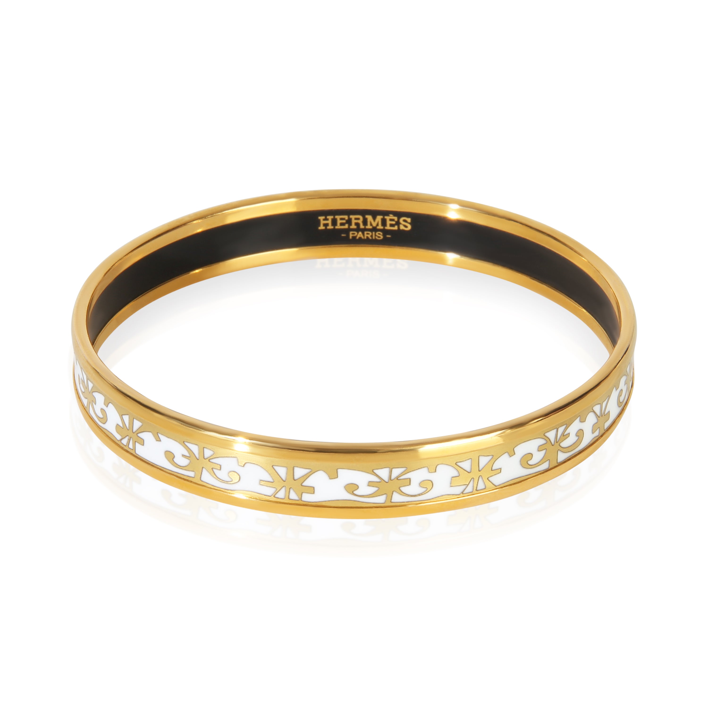 Hermès Gold Plated  Narrow Enamel Balcons du Guadalquivir Bracelet id