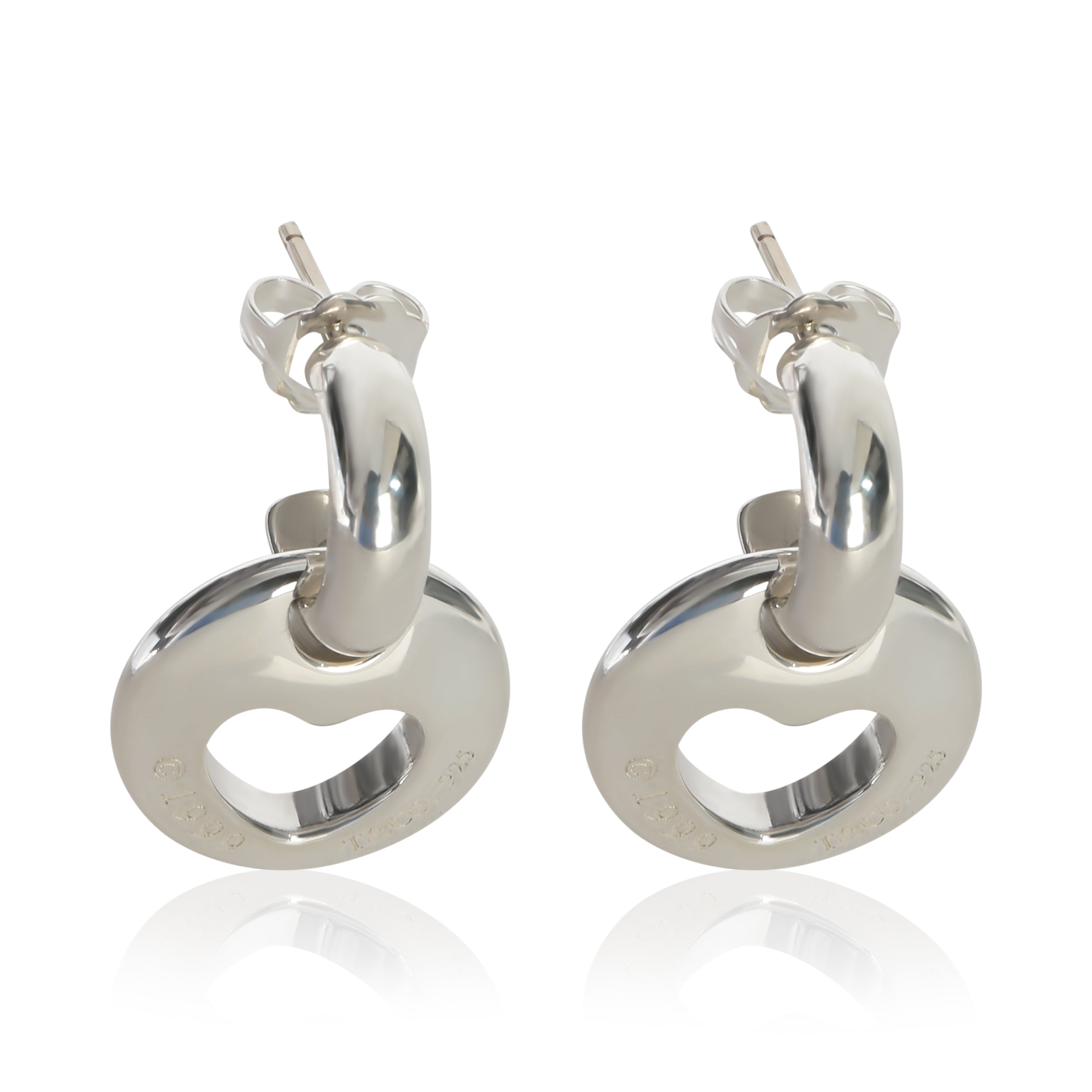 Tiffany & Co. Sterling Silver  Vintage Heart Cut Out Earrings fv