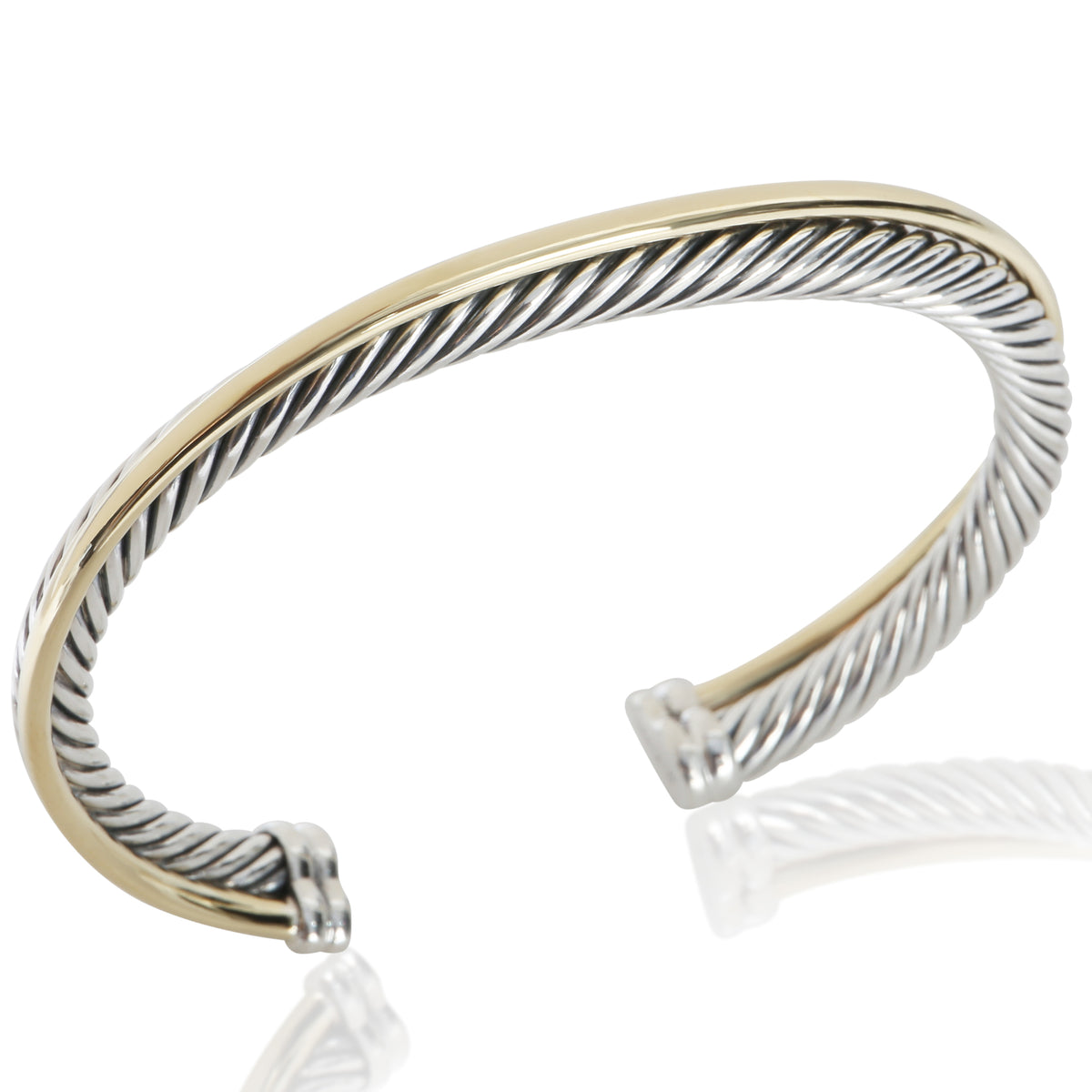 David Yurman Yellow Gold & Sterling Silver  5mm Crossover Bracelet 4