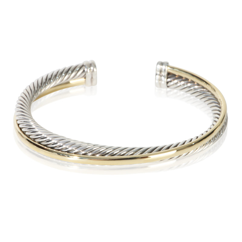 David Yurman Yellow Gold & Sterling Silver  5mm Crossover Bracelet fv