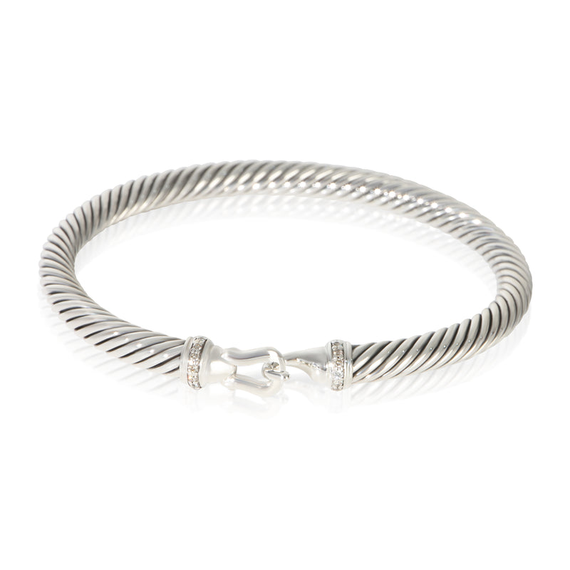 David Yurman Sterling Silver Diamond Cable Buckle Bracelet fv