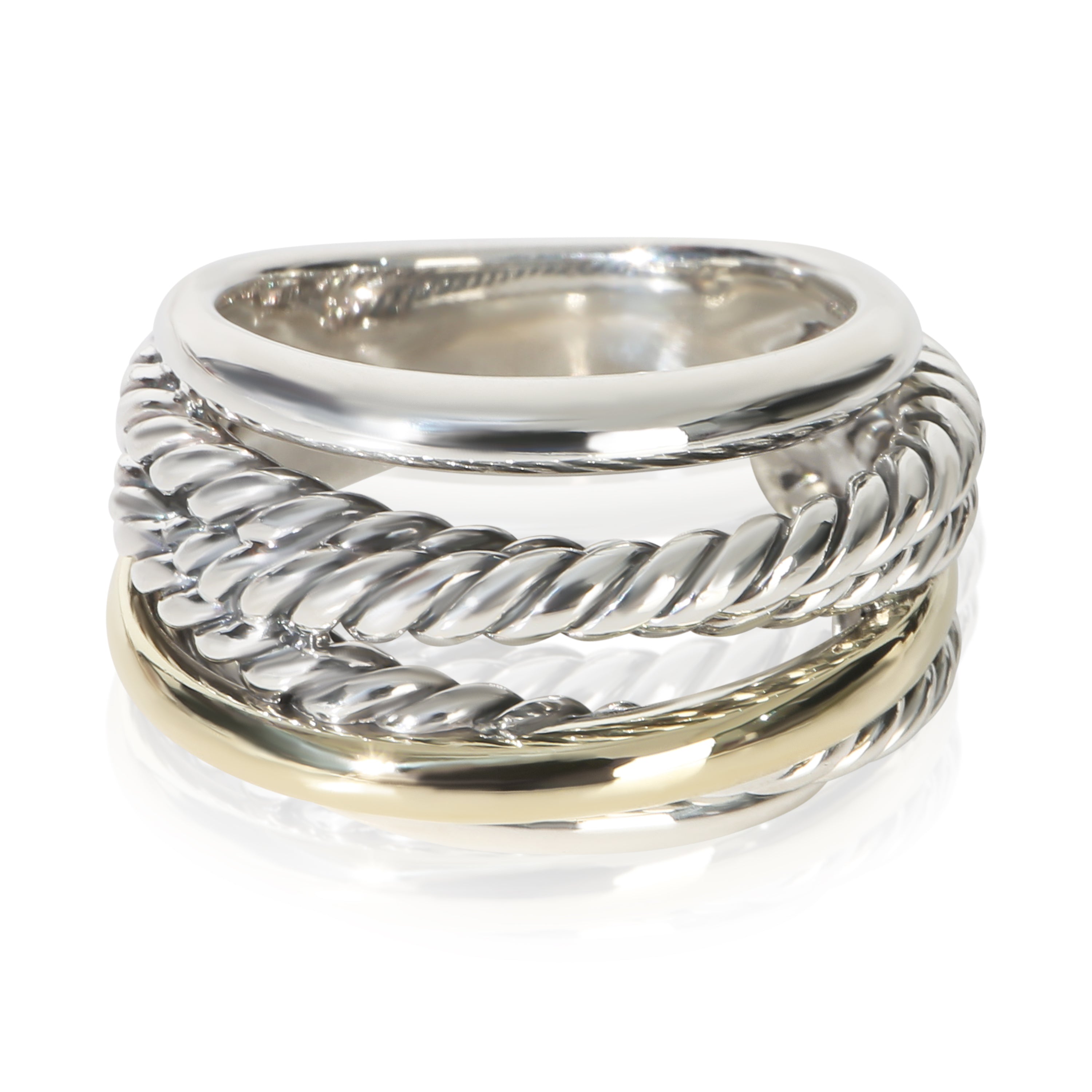 David Yurman Yellow Gold & Sterling Silver  Crossover Ring fv