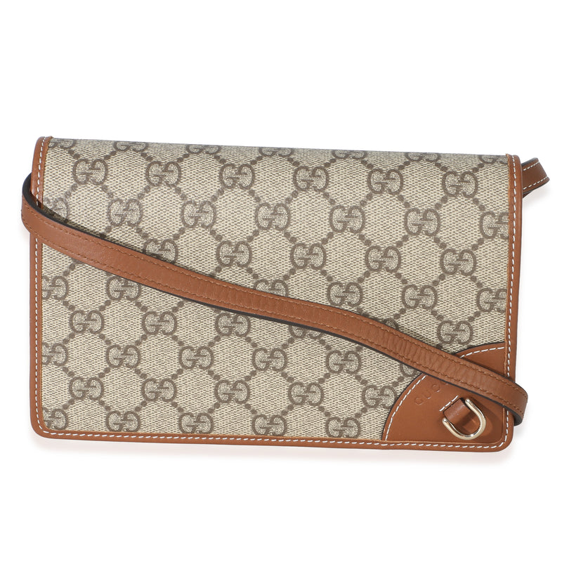 Gucci GG Supreme Monogram Textured Calfskin Emblem Super Mini Shoulder Bag Handbag id