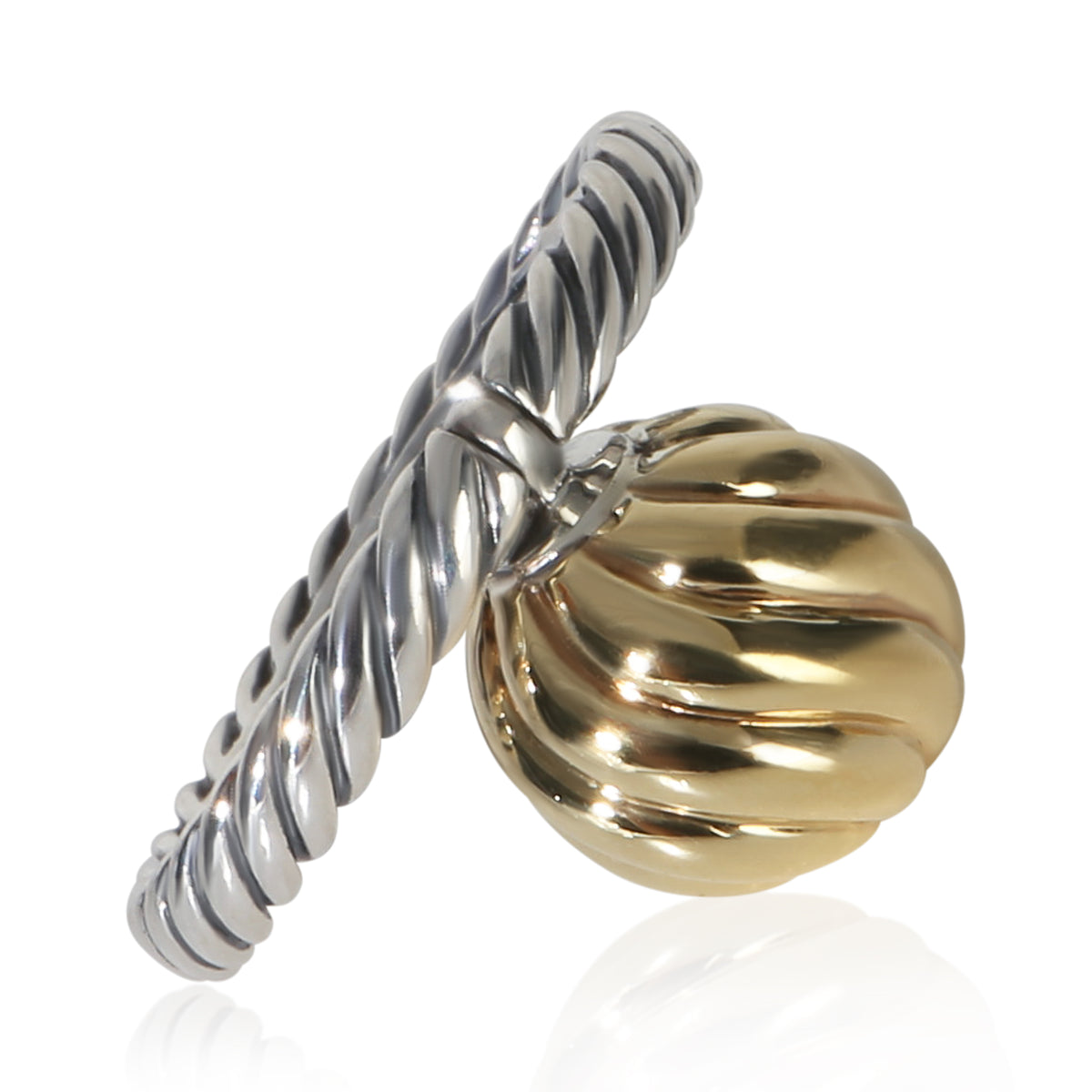 David Yurman Yellow Gold & Sterling Silver  Sculpted Ball Ring 4