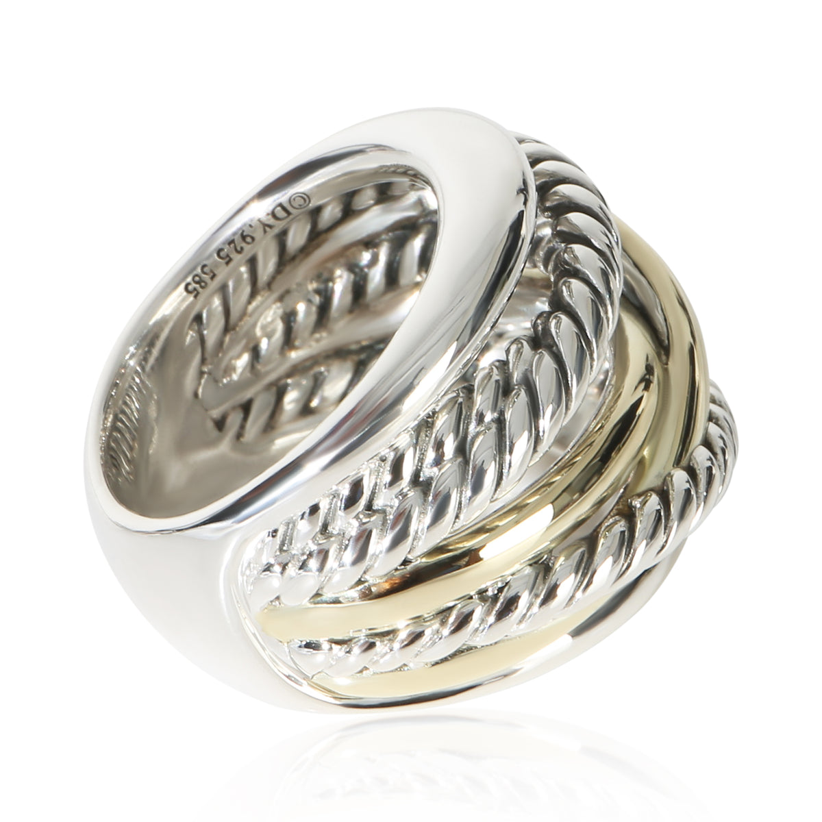 David Yurman Yellow Gold & Sterling Silver  Crossover Ring 3