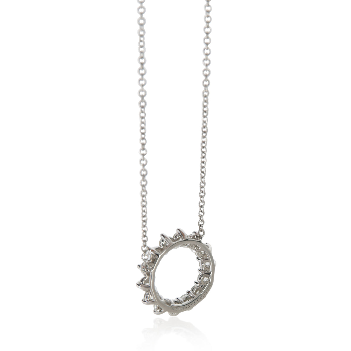 Tiffany & Co. Platinum Diamond Open Circle Pendant 4