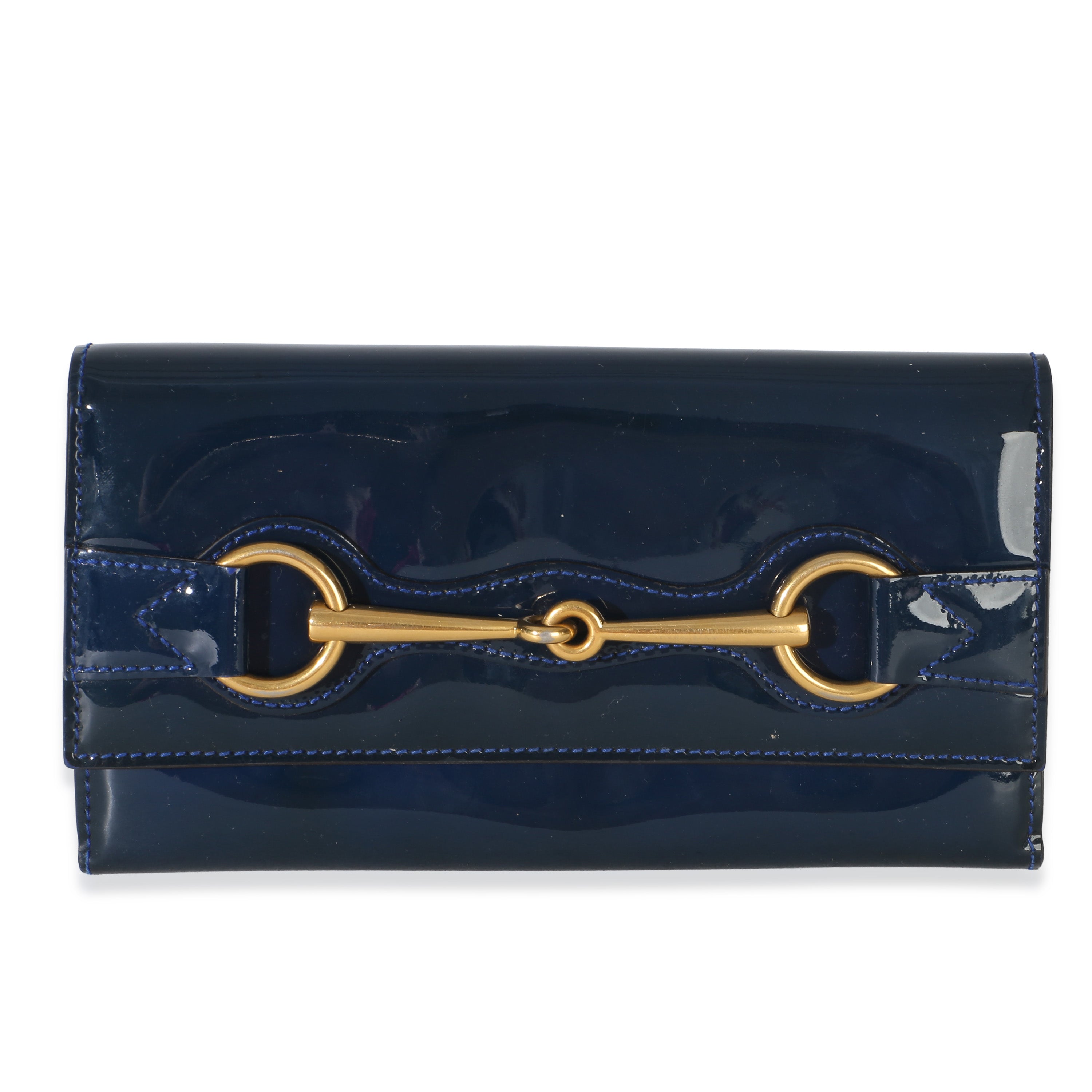 Gucci Blue Patent Small Horsebit Clutch Handbag id