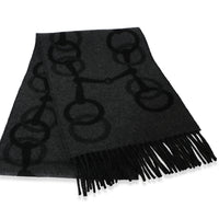 Hermès Black Gris Any Mors Cashmere Muffler Scarf id
