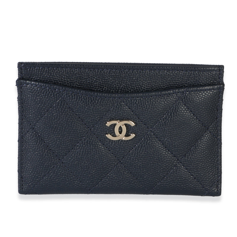 Chanel Navy Quilted Caviar Card Holder Wallet id