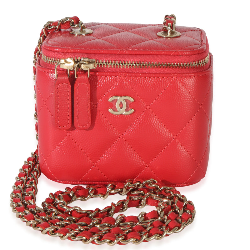 Chanel Red Quilted Caviar Mini Vanity Case Handbag id