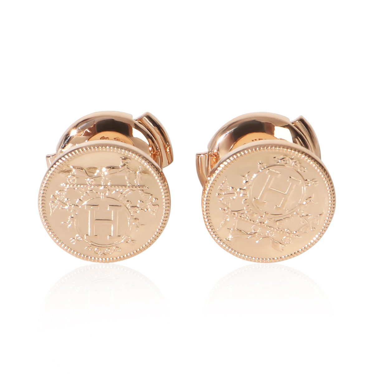 Hermès Rose Gold  Very Small Model Ex Libris Earrings fv