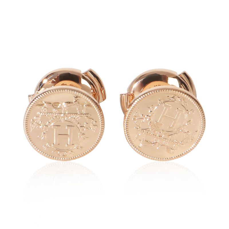 Hermès Rose Gold  Very Small Model Ex Libris Earrings fv