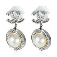 Chanel 2018 Faux Pearl & Strass CC Earrings 2