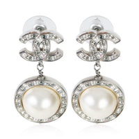 Chanel 2018 Faux Pearl & Strass CC Earrings fv