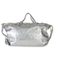 Saint Laurent Silver Metallic Crinkled Calfskin Medium ID Shoulder Bag Handbag id