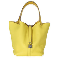 Hermès Lime Mimosa Clemence Niloticus Crocodile Touch Picotin Lock 22 PHW Handbag id