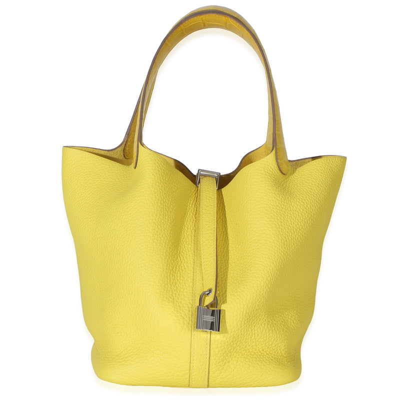Hermès Lime Mimosa Clemence Niloticus Crocodile Touch Picotin Lock 22 PHW Handbag id